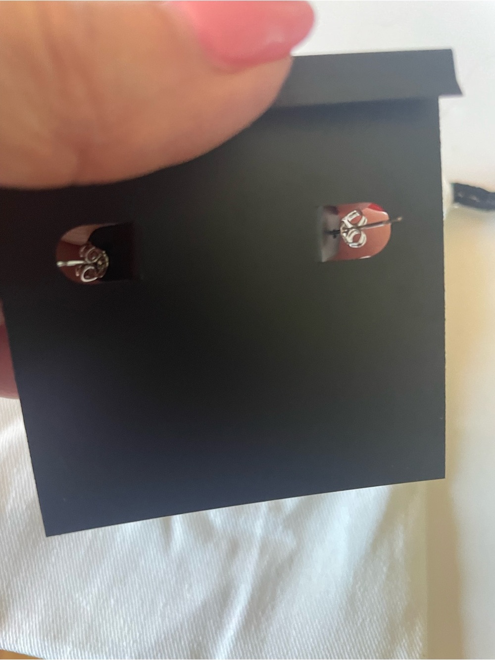 Coach Silver Heart Hoop Earrings with Pink Stone - Picture 3 of 4